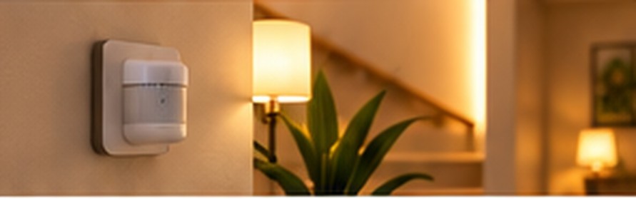 A motion sensor can activate lighting only when a room is dark