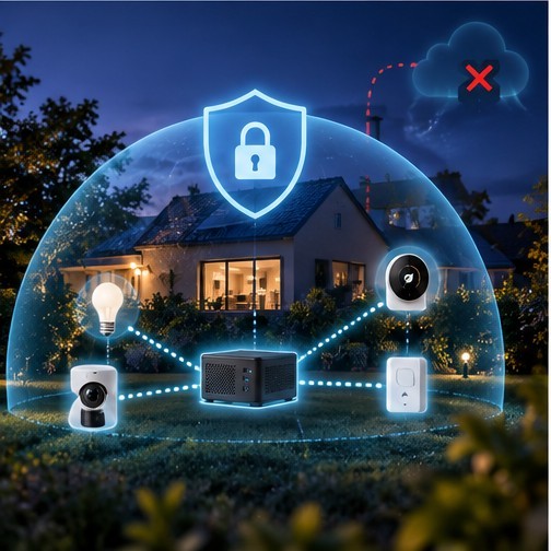 A locally controlled smart home with a protective shield around devices and data